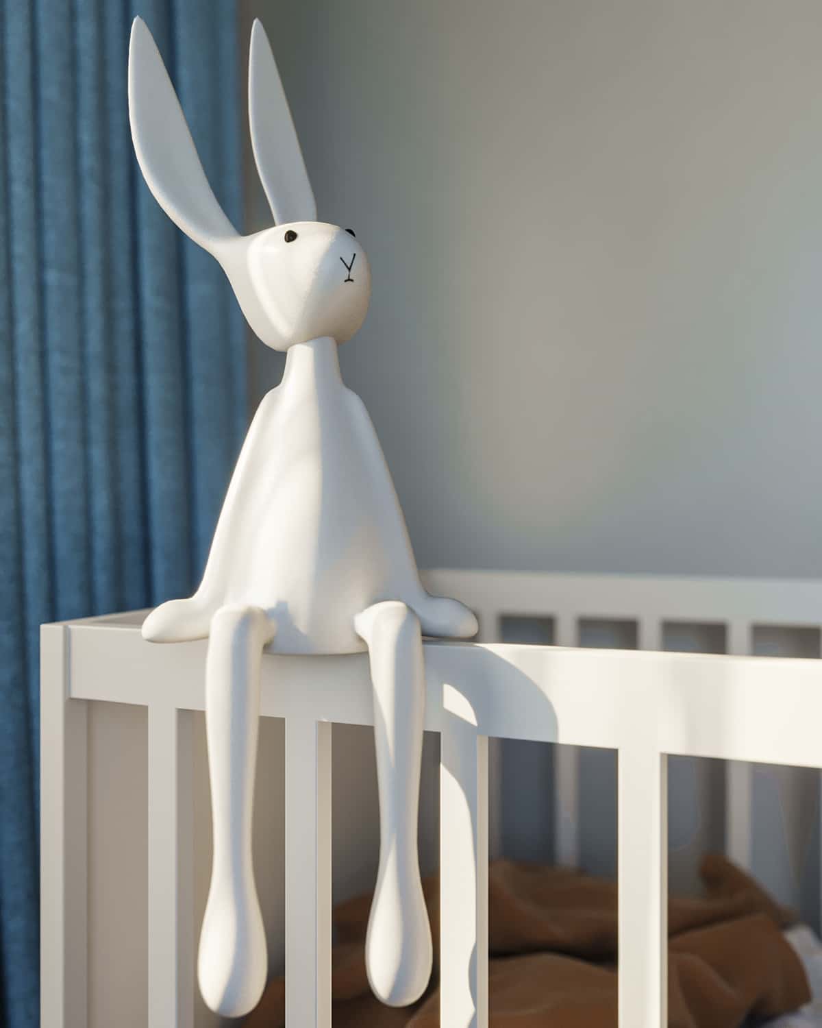 White rabbit detail in the nursery