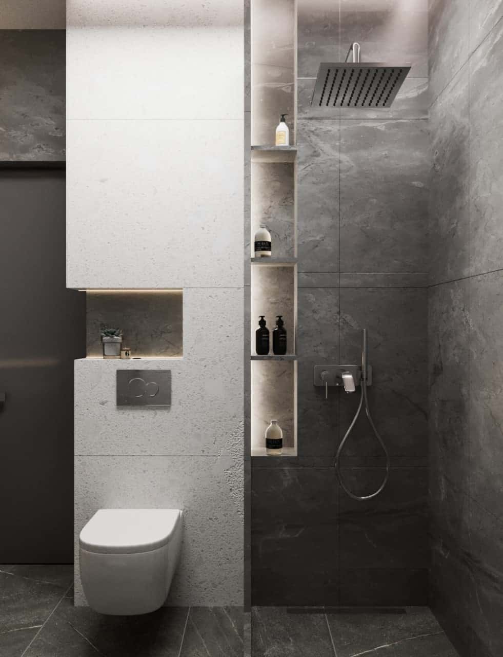 Minimal grey bathroom