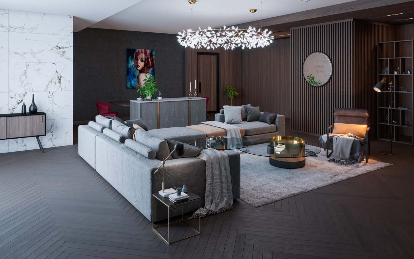 Corner view of the modern living room