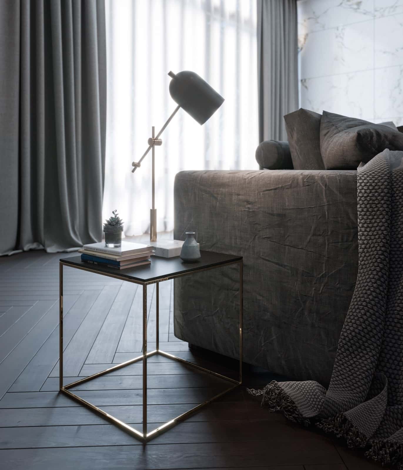 Side table and sofa detail