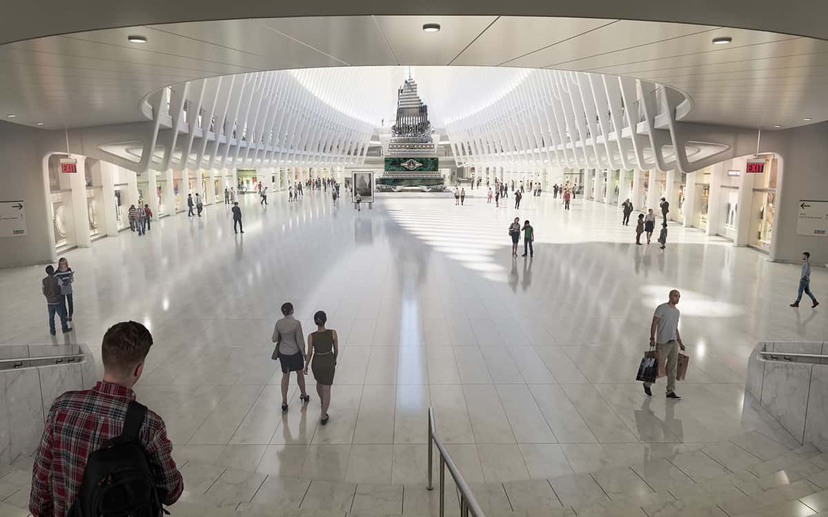 Elevated view across the Oculus interior